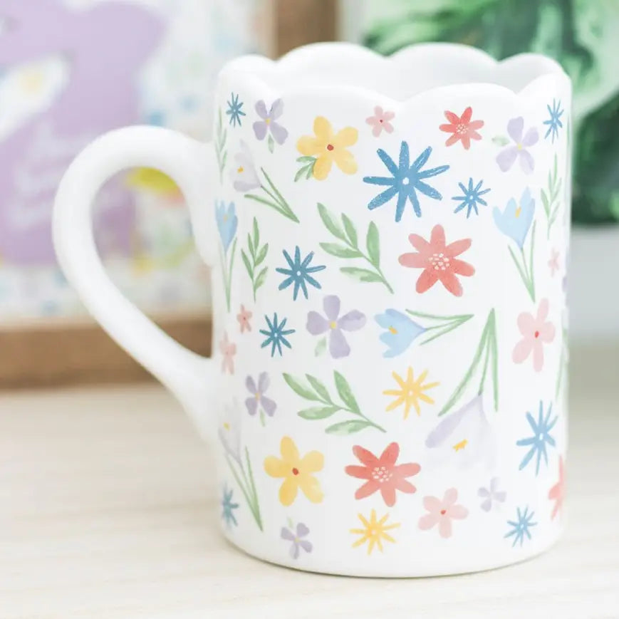 Spring Floral Print kopp med bølgekant