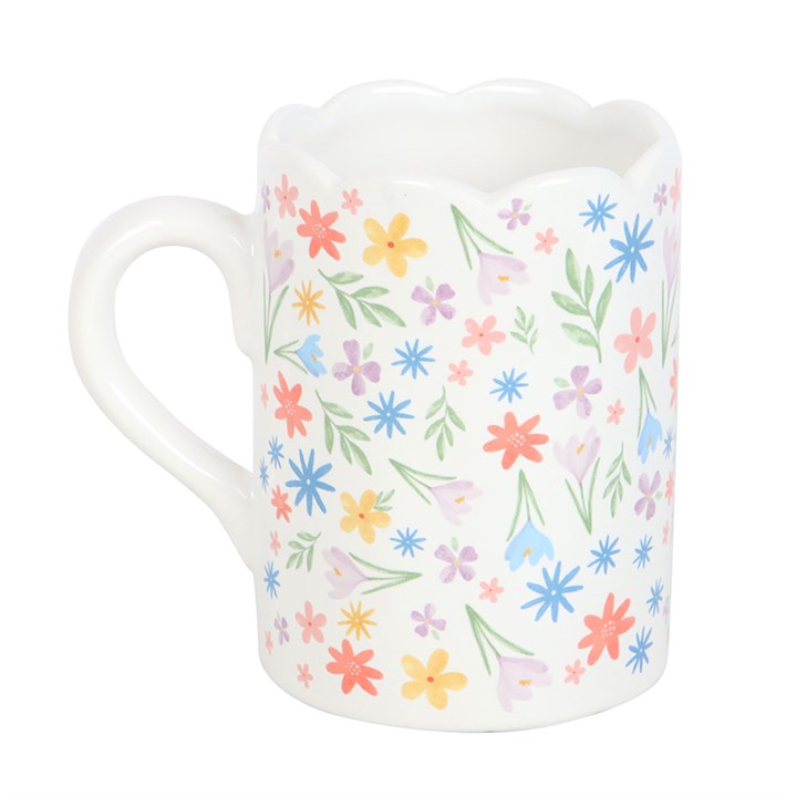 Spring Floral Print kopp med bølgekant