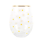 Stilkfritt vinglass med heldekkende daisy-print