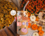 Pumpkins with Moons drikkeglass med bambuslokk og glassugerør