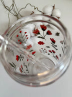 Red Flower Garden drikkeglass med bambuslokk og glassugerør