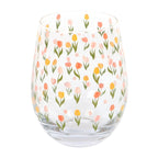 Spring Tulip Print Stemless Glass