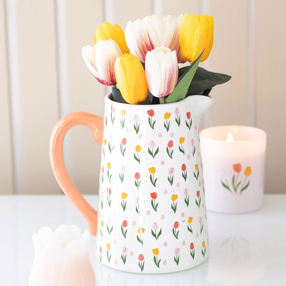 Tulipanprint keramisk blomsterkanne