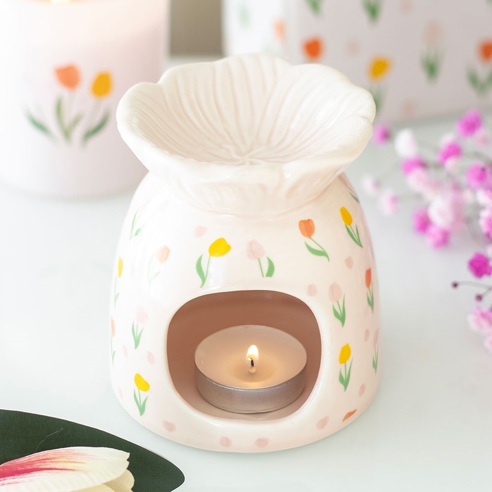 Tulipanprint Duftbrenner i Keramikk