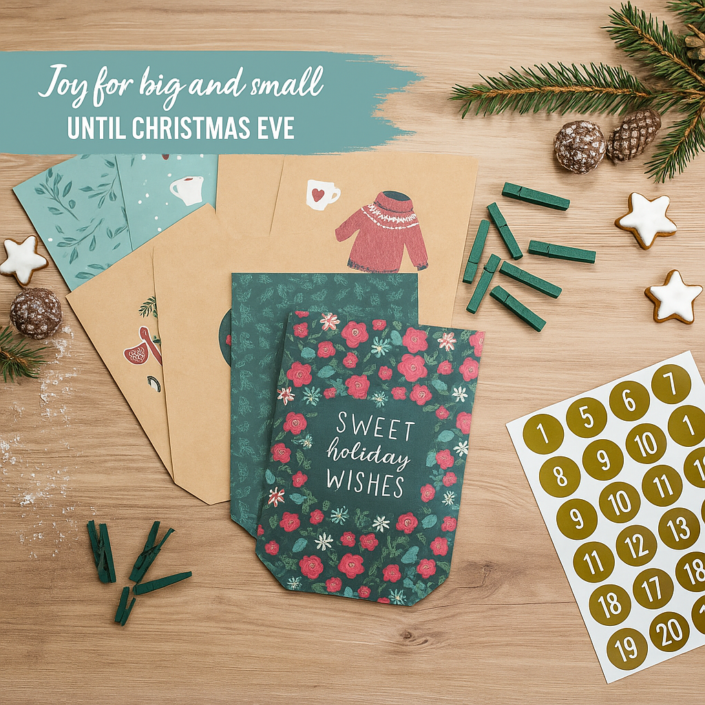 Adventskalender papirposer sett – 24 stk (søte juleønsker)