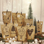 Adventskalender papirposer sett – 24 stk (holly jolly)