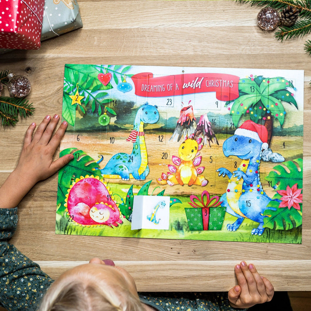 Adventskalender – midlertidige tatoveringer (dinosaurtema)