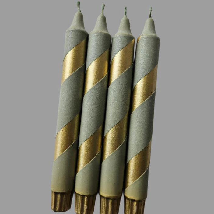 Gold & Pale Green Polka Lys