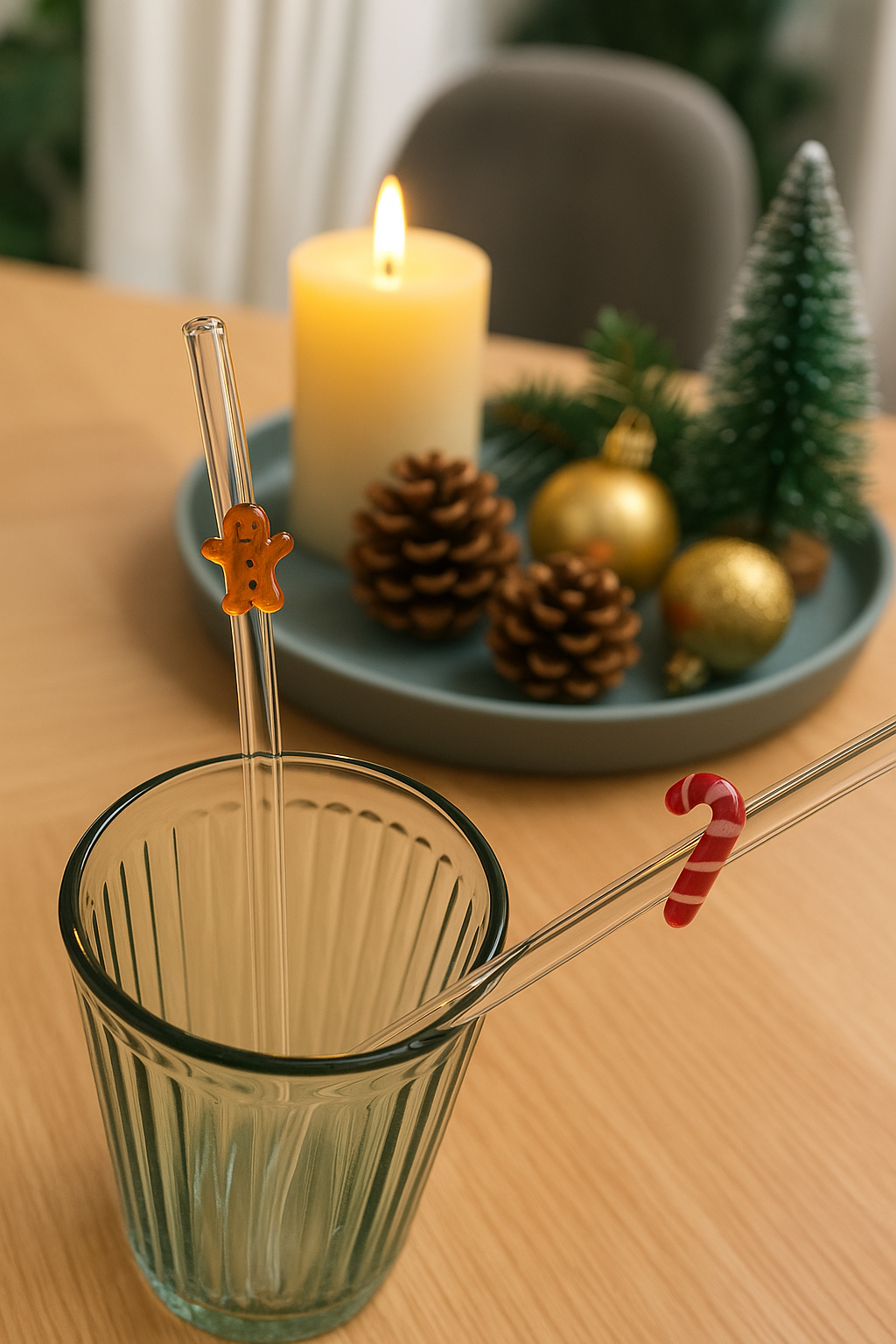 Julesugerør i glass – 4 stk