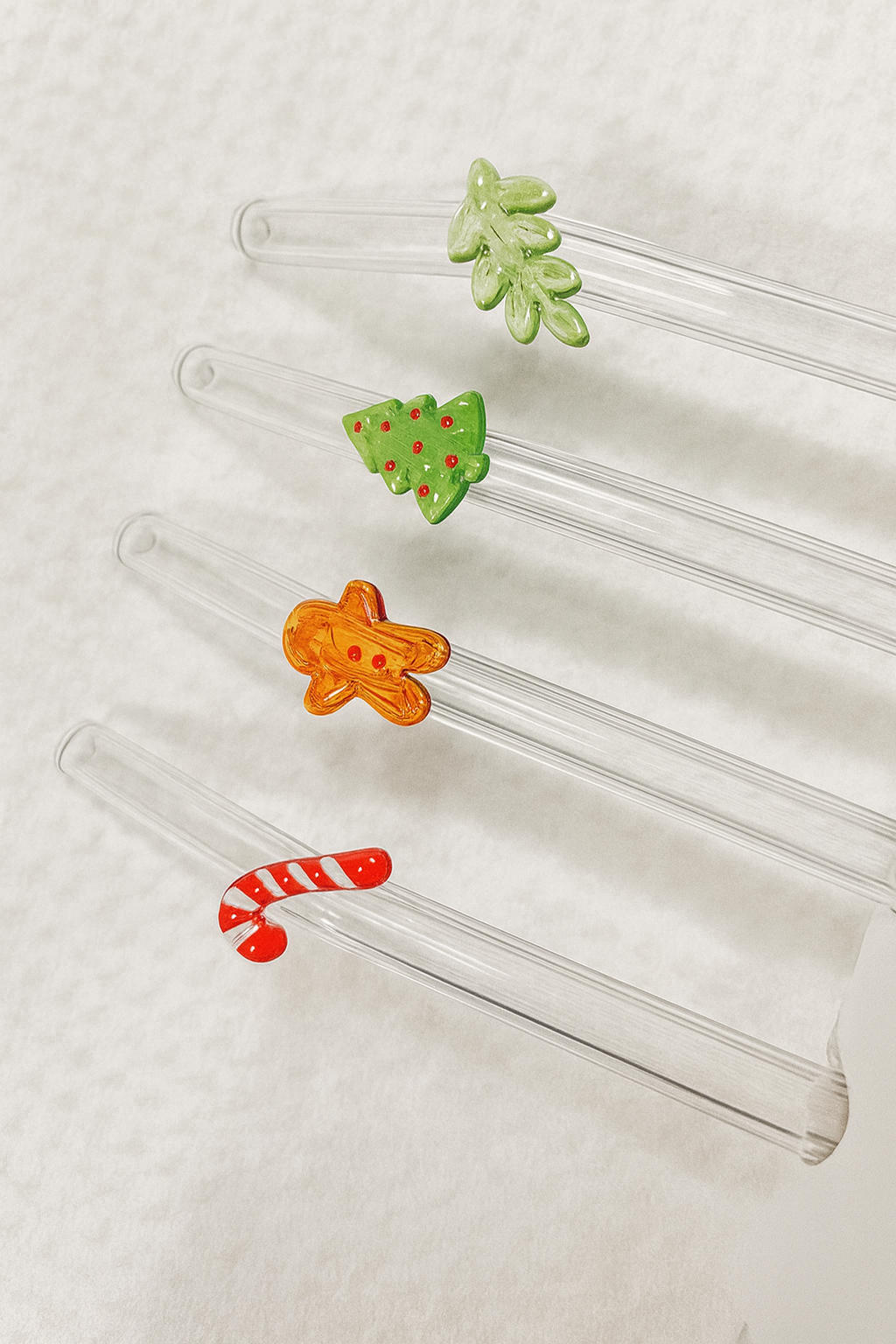 Julesugerør i glass – 4 stk